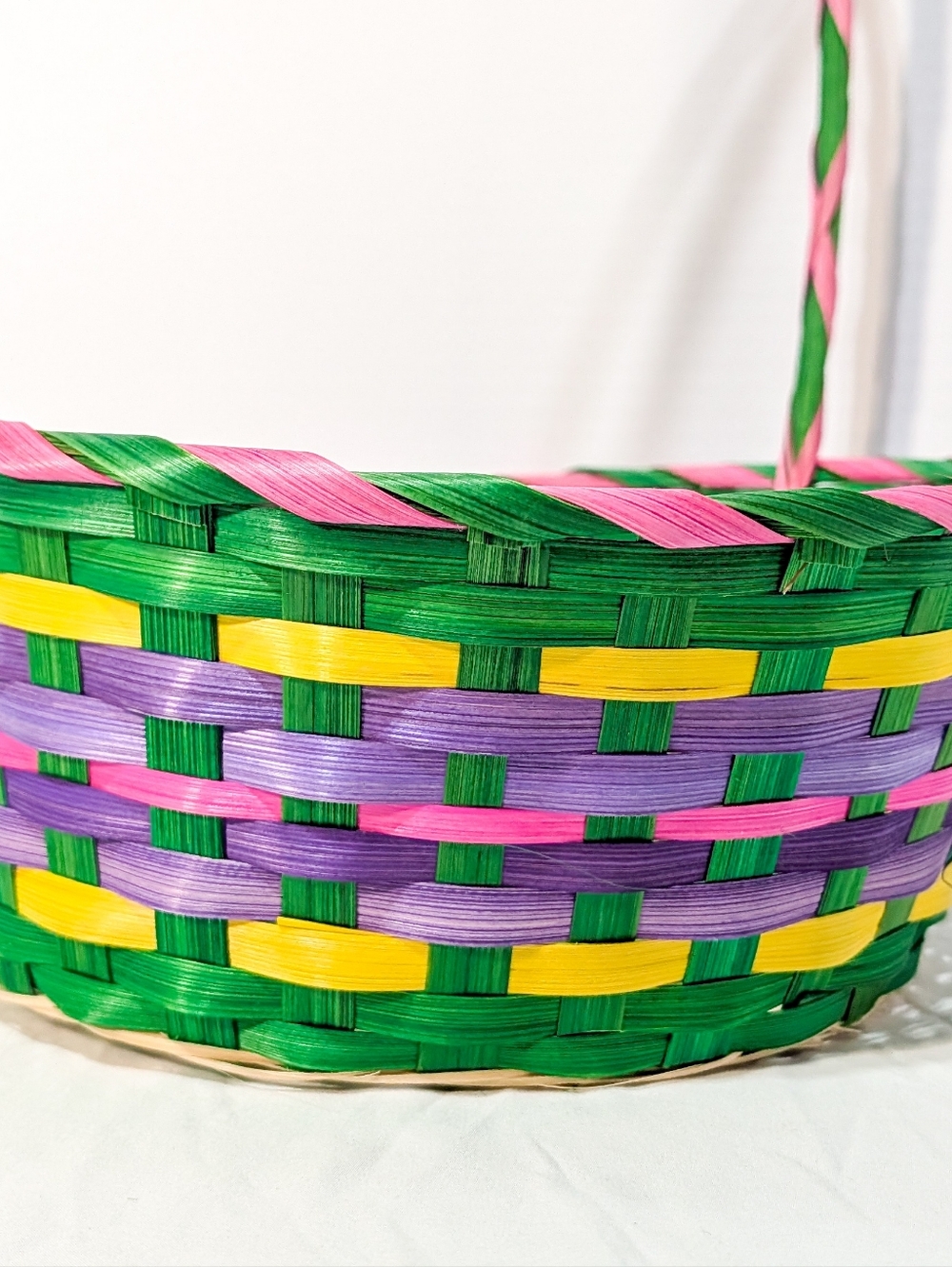 Bright Multi-Color Woven Spring/Easter Basket - Picture 3 of 12